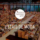Un almacén lleno de cajas de zapatos, con el logo de Ruzafa Fashion Week. ¡Estáis de moda!