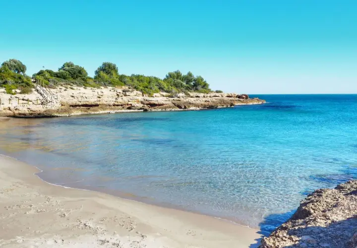 La cala vidre, con su arena dorada y aguas cristalinas, invita a un baño refrescante bajo el sol.