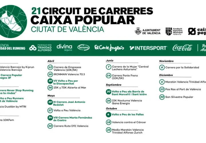 Calendario de carreras populares en Valencia: 10K, maratones y más. ¡Inscríbete en las carreras Valencia!