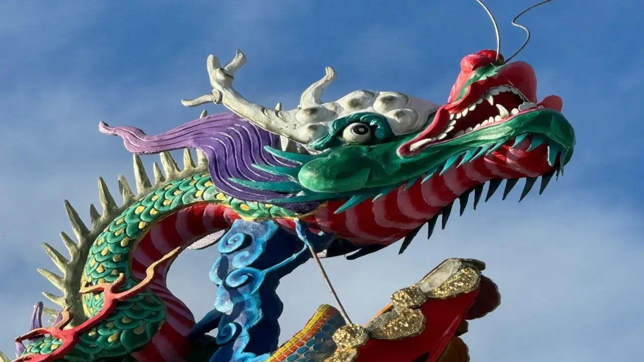 Dragón colorido celebra el año nuevo chino en Valencia.